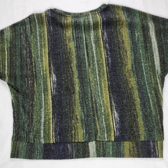 Simply Vera Wang top Large Green Stripped Pattern With Tie Box Shape Retro 70s - Picture 2 of 4